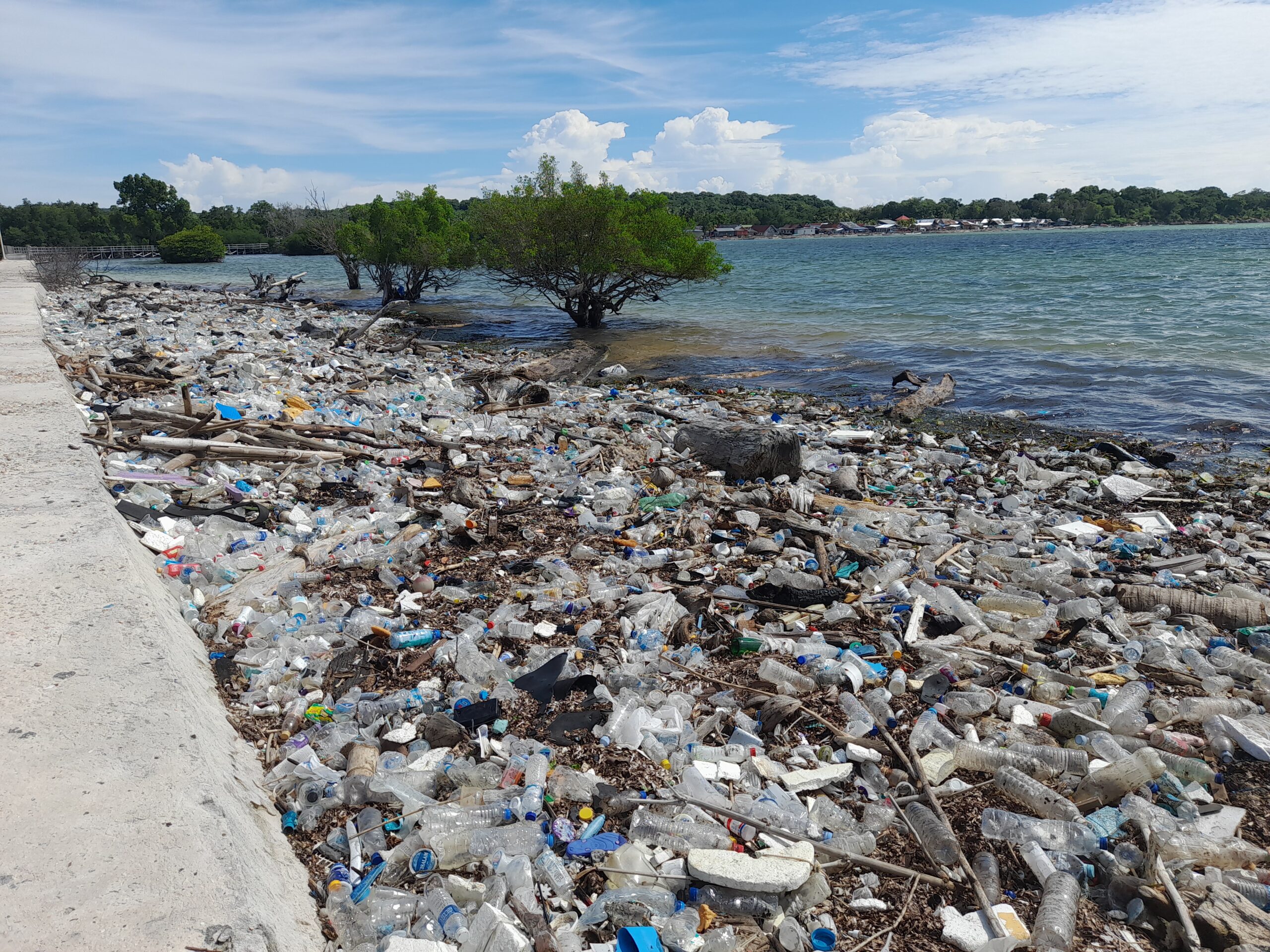 Sampah plastik di tepian Pulau Gusung/Foto: Andi Audia Faiza Nazli Irfan/Bollo.id