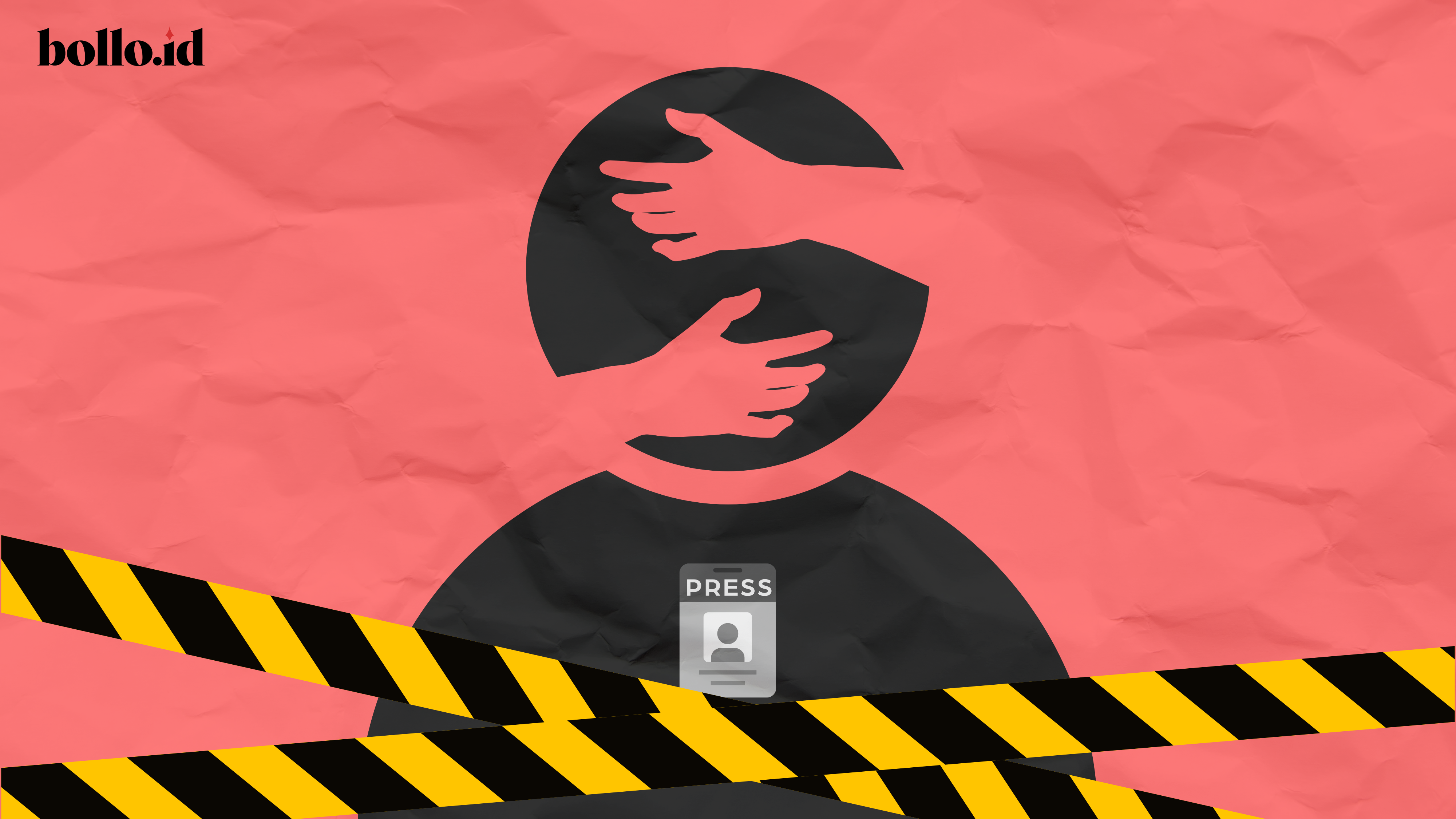 Ilustrasi kekerasan jurnalis/Karya Dwiki Luckianto Septiawan untuk Bollo.id