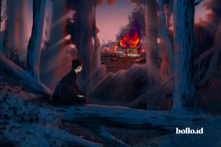 Ilustrasi konflik PT. Lonsum dengan masyarakat adat Kajang/Karya: Andi Muh. Saleh untuk Bollo.id