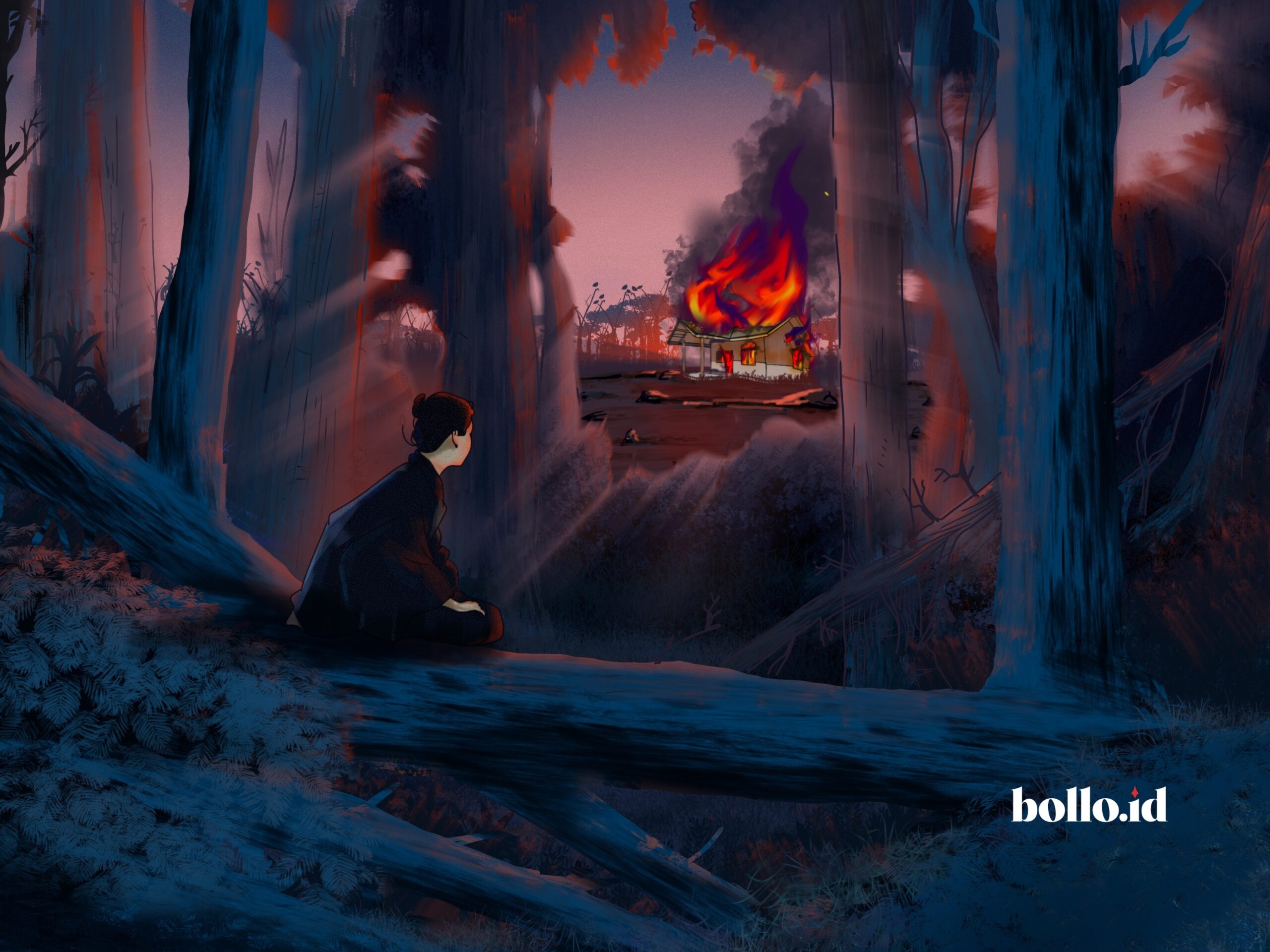 Ilustrasi konflik PT. Lonsum dengan masyarakat adat Kajang/Karya: Andi Muh. Saleh untuk Bollo.id