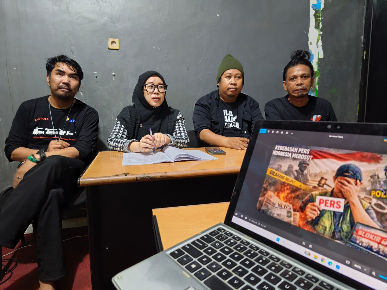 Konferensi pers yang digelar Koalisi Advokasi Jurnalis (KAJ) Sulsel/Foto: KAJ Sulsel